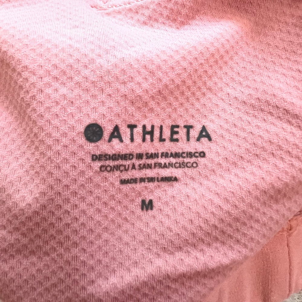 Athleta Pink Strappy Back Square Neck Yoga Workout Sports Bra Womens Size Medium - Picture 3 of 8